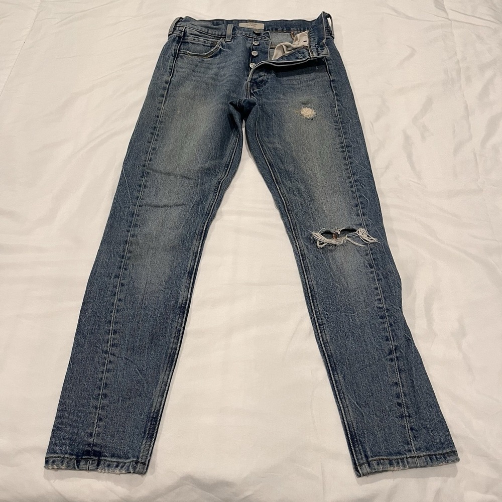 Levi's Altered 501 Skinny Jeans 26x28 Medium Wash Distressed Denim